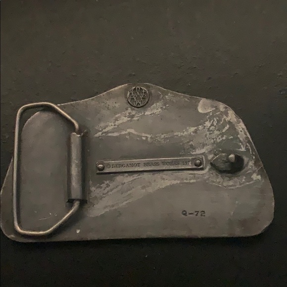 Vintage Bergamot Brass Works 1974 Joys of Skiing Silver Belt Buckle - Picture 3 of 8